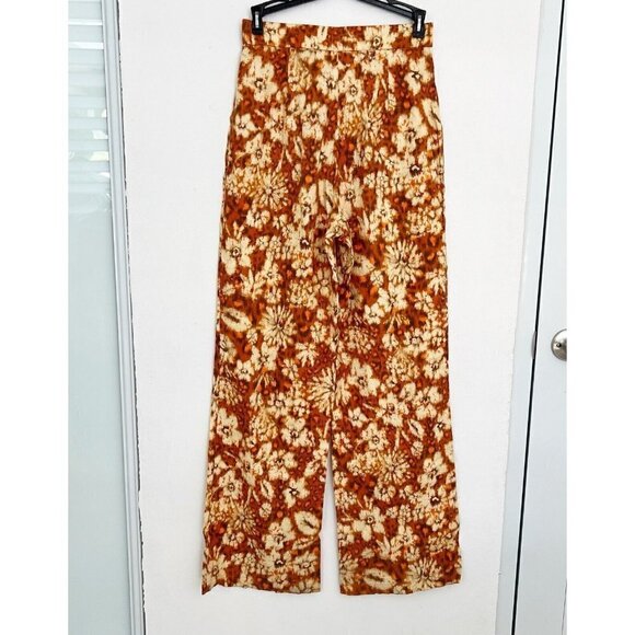 Zara Linen Palazzo Pants XSMALL ORANGE burnt Bohemian - Picture 12 of 15